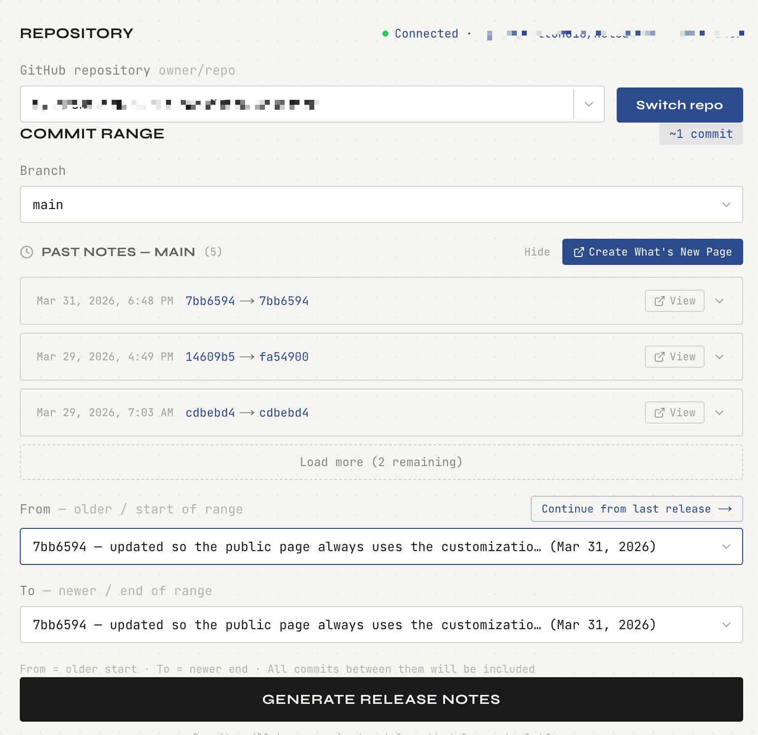 GitHub commit history becoming formatted release notes